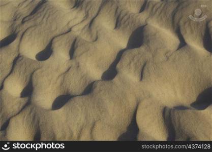 Sand patterns of the Arashi Dunes illuminated in the morning sunlight in Aruba.