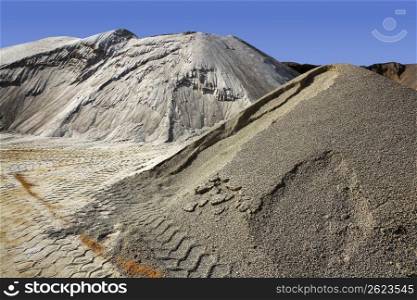 sand quarry mounds of varied construction sands