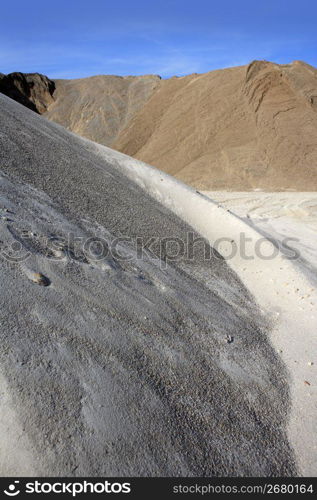 sand quarry mounds of varied construction sands