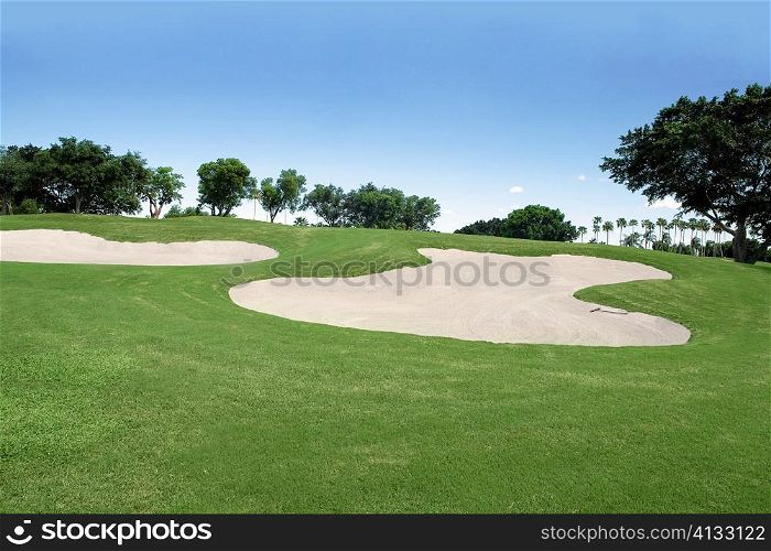 Sand traps in a golf course