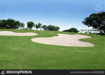 Sand traps in a golf course