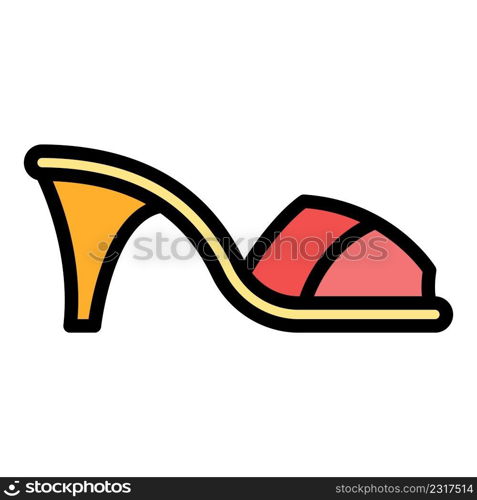 Sandal icon. Outline sandal vector icon color flat isolated. Sandal icon color outline vector