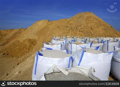 sandbag white big bag sand sacks quarry perspective