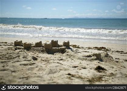 Sandcastles on a beach