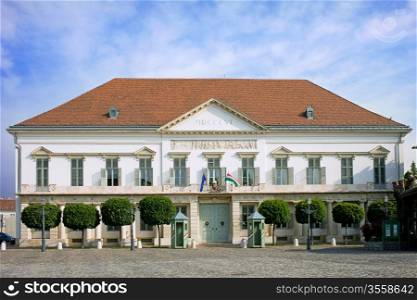 Sandor Palace from 19th century in Budapest, official residence of the President of Hungary, Neo-Classical style.
