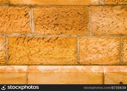 Sandstone blocks in a wall of the historic St Francis Xavier&rsquo;s Church, Berrima, New South Wales, Australia