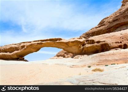 sandstone Bridge rock in Wadi Rum dessert, Jordan