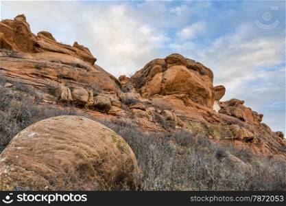 sandstone cliff at foothills of Rocky Mountains,Lory State Park near Fort Collins, Colorado