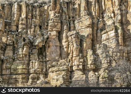 sandstone cliff with columns and pillars, Colorado near State Bridge