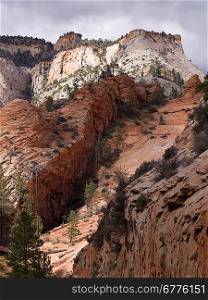 Sandstone cliffs, Zion National Park, Utah, USA