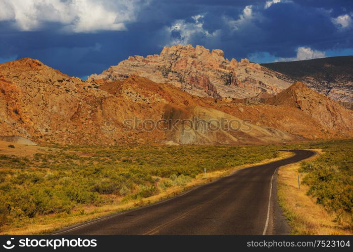 Sandstone formations in Utah, USA. Beautiful Unusual landscapes.