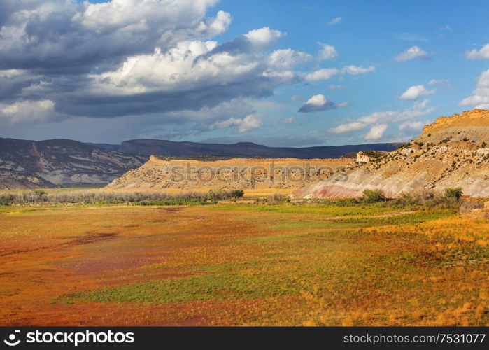 Sandstone formations in Utah, USA. Beautiful Unusual landscapes.