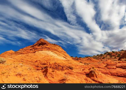 Sandstone formations in Utah, USA. Beautiful Unusual landscapes.