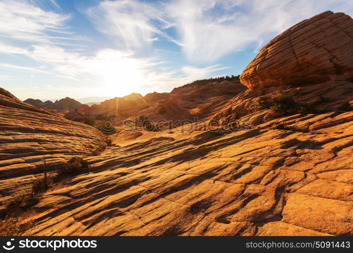 Sandstone formations in Utah, USA. Yant flats