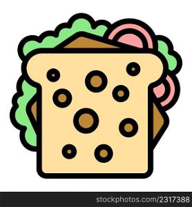 Sandwich lunch icon. Outline sandwich lunch vector icon color flat isolated. Sandwich lunch icon color outline vector
