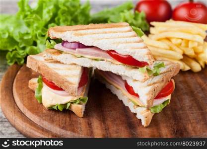 sandwich. Sandwich with bacon and vegetables
