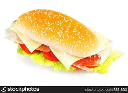 Sandwich with bacon isolated on white
