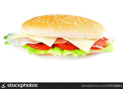 Sandwich with bacon isolated on white