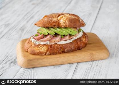 Sandwich with cream cheese, tuna and avocado slices