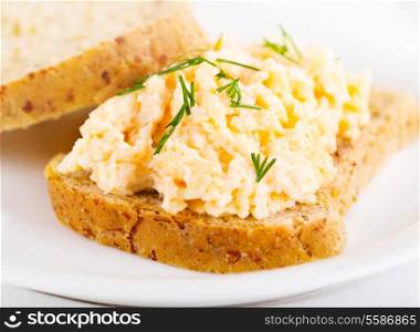 sandwich with egg salad on a plate