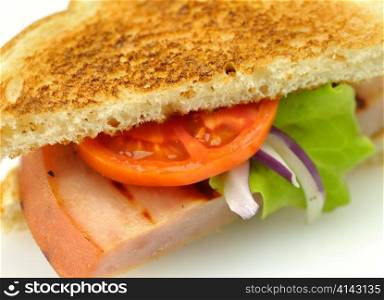 sandwich with grilled ham close up