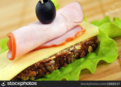 Sandwich with ham and cheese. close up