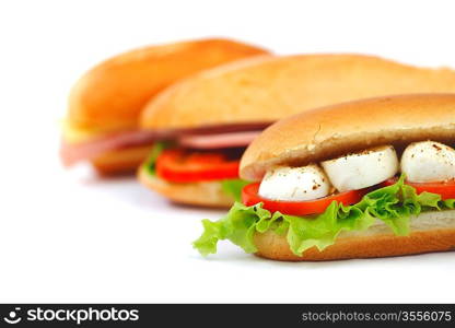 Sandwich with mozzarella tomato and salad