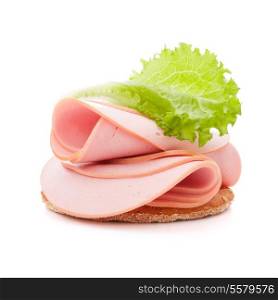 sandwich with pork ham on white background cutout