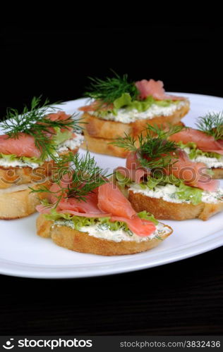 Sandwich with ricotta, pickled ginger and a slice of salted salmon