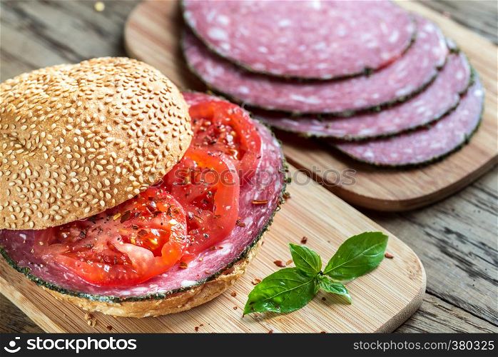 Sandwich with salami