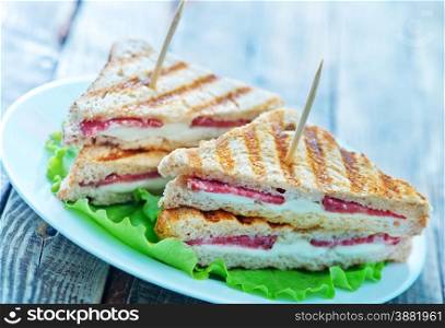 sandwiches on plate and on a table
