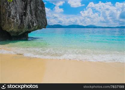 Sandy Beach and Blue Sea, Palawan Island, Philippines