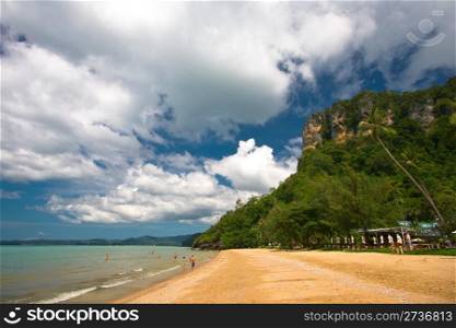 Sandy beach near hotel, Krabi province, Thailand