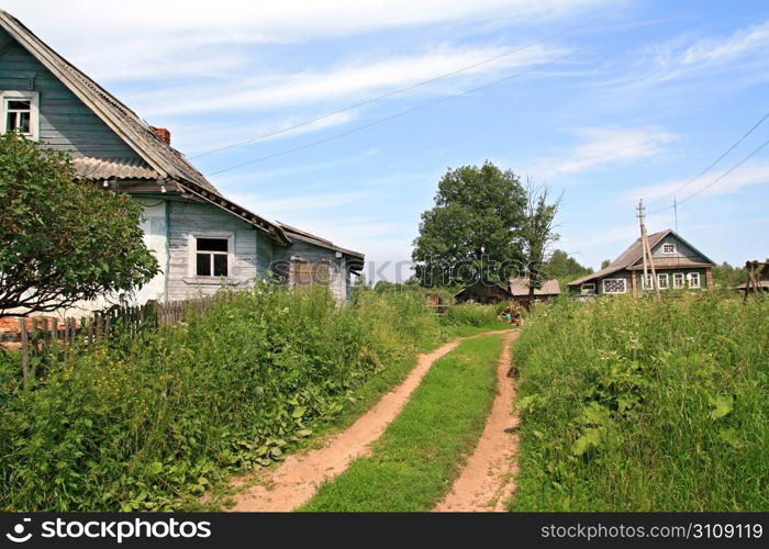 sandy road in abandoned village