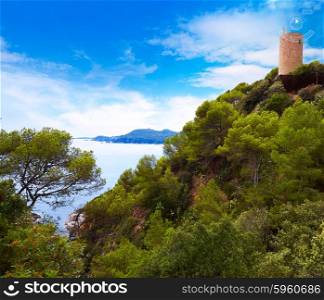 Sant Joan castle in Lloret de Mar at Costa Brava of Catalonia Spain