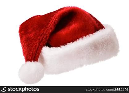 Santa&acute;s red hat isolated on white