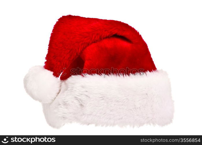 Santa&acute;s red hat isolated on white