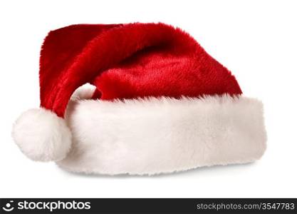 Santa&acute;s red hat isolated on white background with shadow