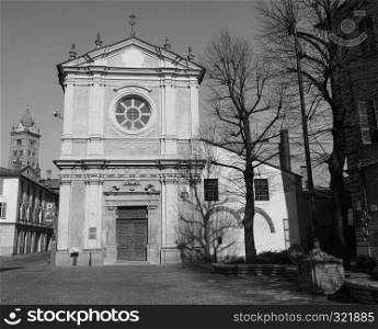 Santa Caterina (Saint Catharine) church in Alba, Italy in black and white. Santa Caterina church in Alba in black and white