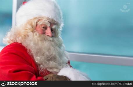 Santa Claus closeup portrait indoors lots of copyspace