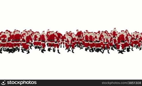 Santa Claus Crowd Dancing, Christmas Party 2013 Shape, against white