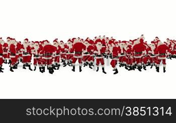 Santa Claus Crowd Dancing, Christmas Party Happy New Year Shape, against white