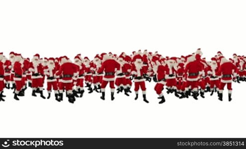 Santa Claus Crowd Dancing, Christmas Party Happy New Year Shape, against white