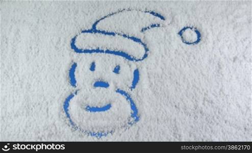 Santa Claus drawn on snow background with matte