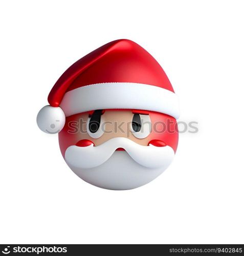 santa claus face 3d render on white background no shadow