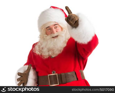 Santa Claus gesturing his hand isolated over white background. Presenting something