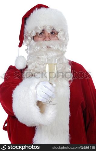 Santa Claus holding a glass