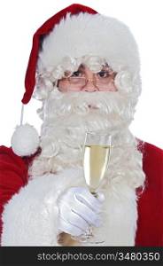 Santa Claus holding a glass a over white background