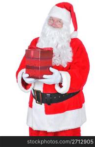 Santa Claus Holding A REd Present