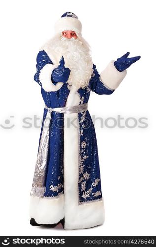 santa claus is showing thumbs up isolated on white